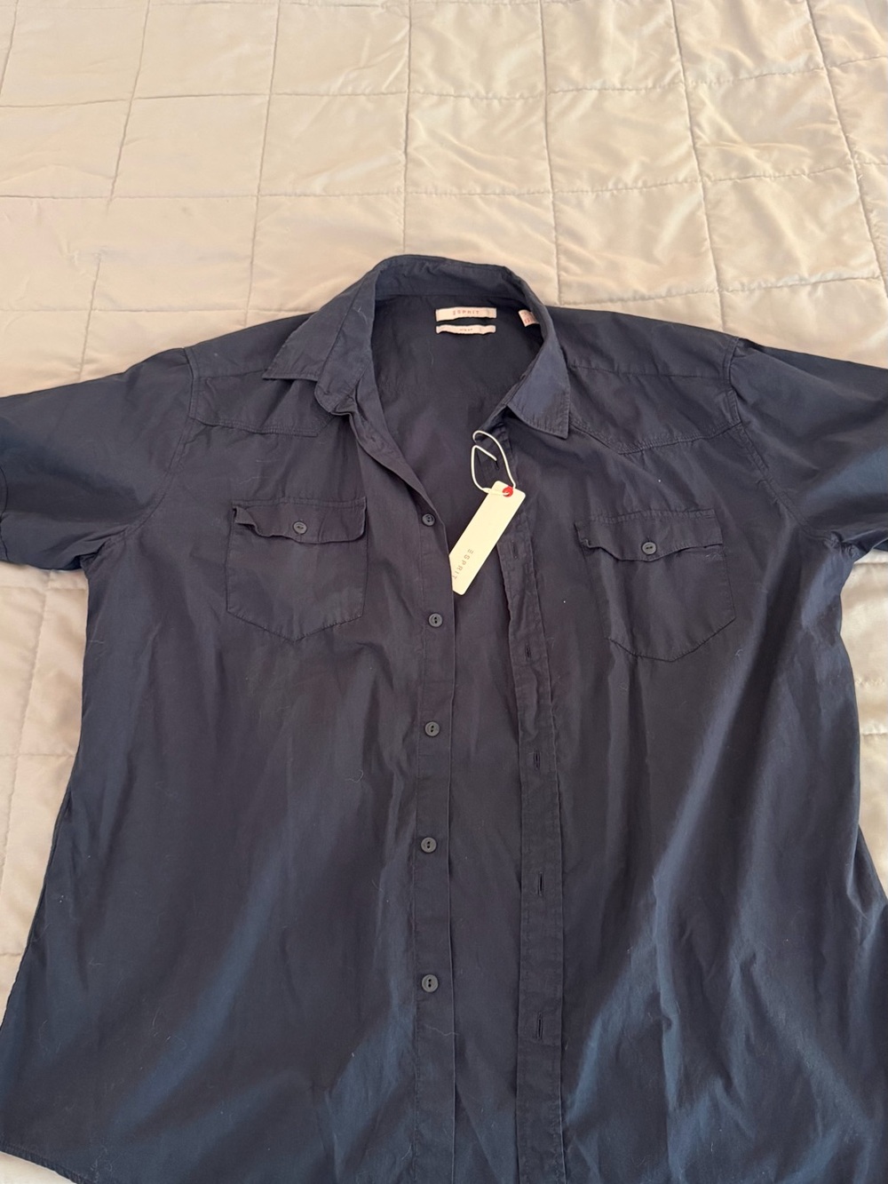 Esprit Navy Short-Sleeve Casual Button-Down Shirt